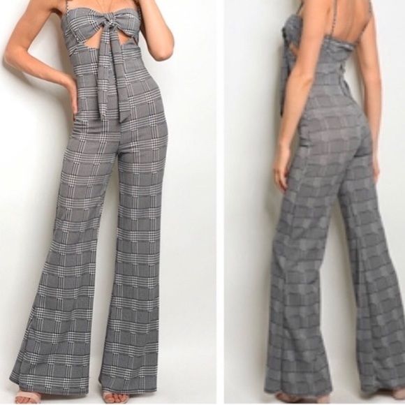 Houndstooth Two Piece Overall/ Jumper Set - Picture 1 of 5